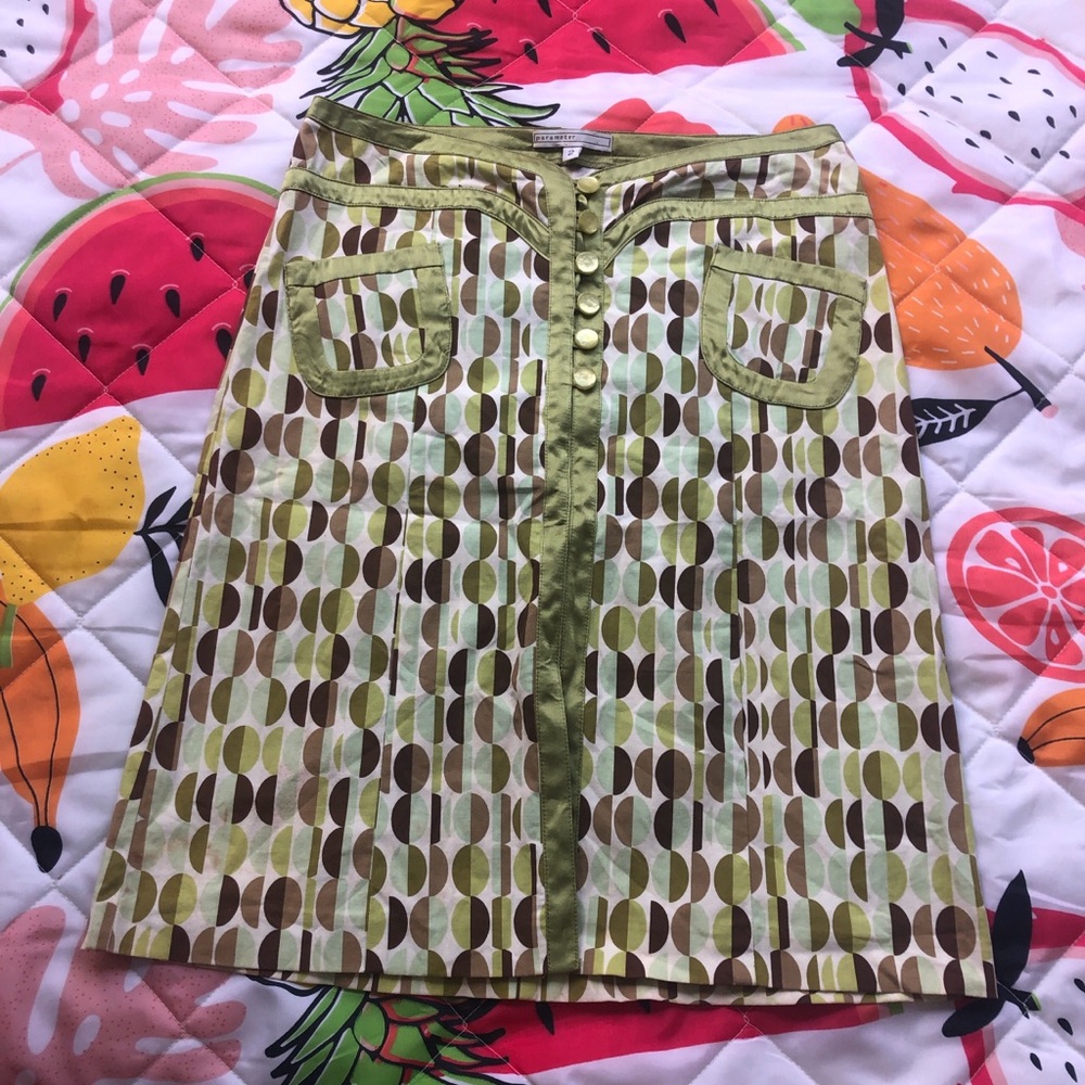 retro vintage funky midi skirt with button closure and cute pockets